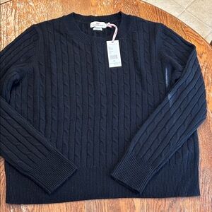 Womens Black Cable Knit Sweater cashmere vineyard vines xl